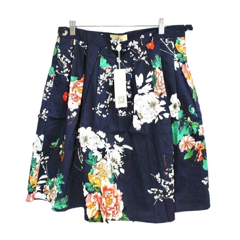 Grace Karin Peony Cherry Blossom Floral Skirt Vintage Style NWT Womens L Blue
